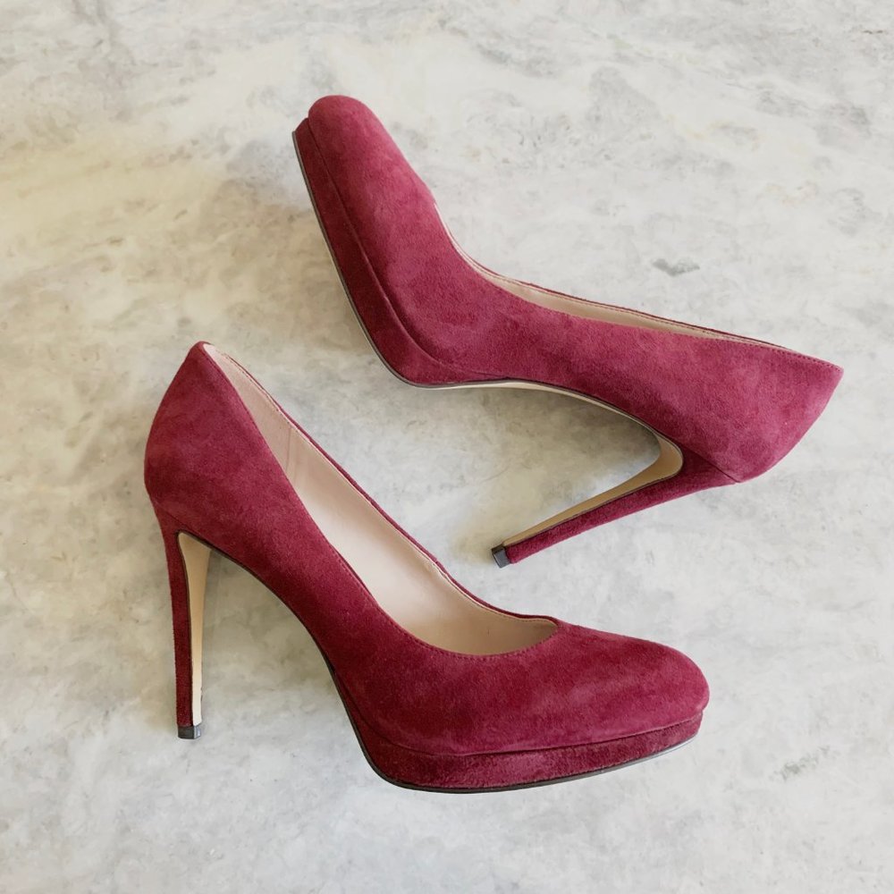 Nine West Quabree Burgundy Leather Platform Pumps